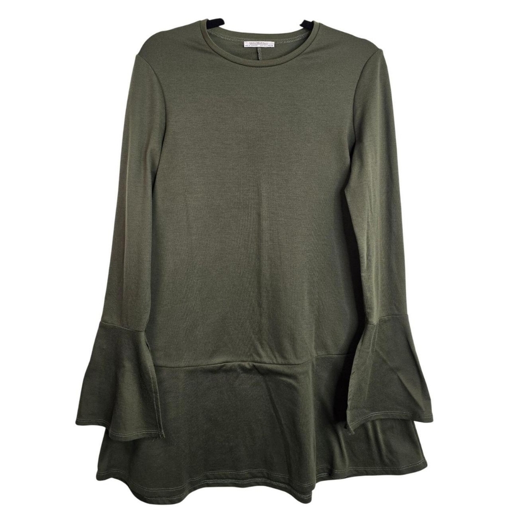 Zara Khaki Long Sleeve Mini Dress